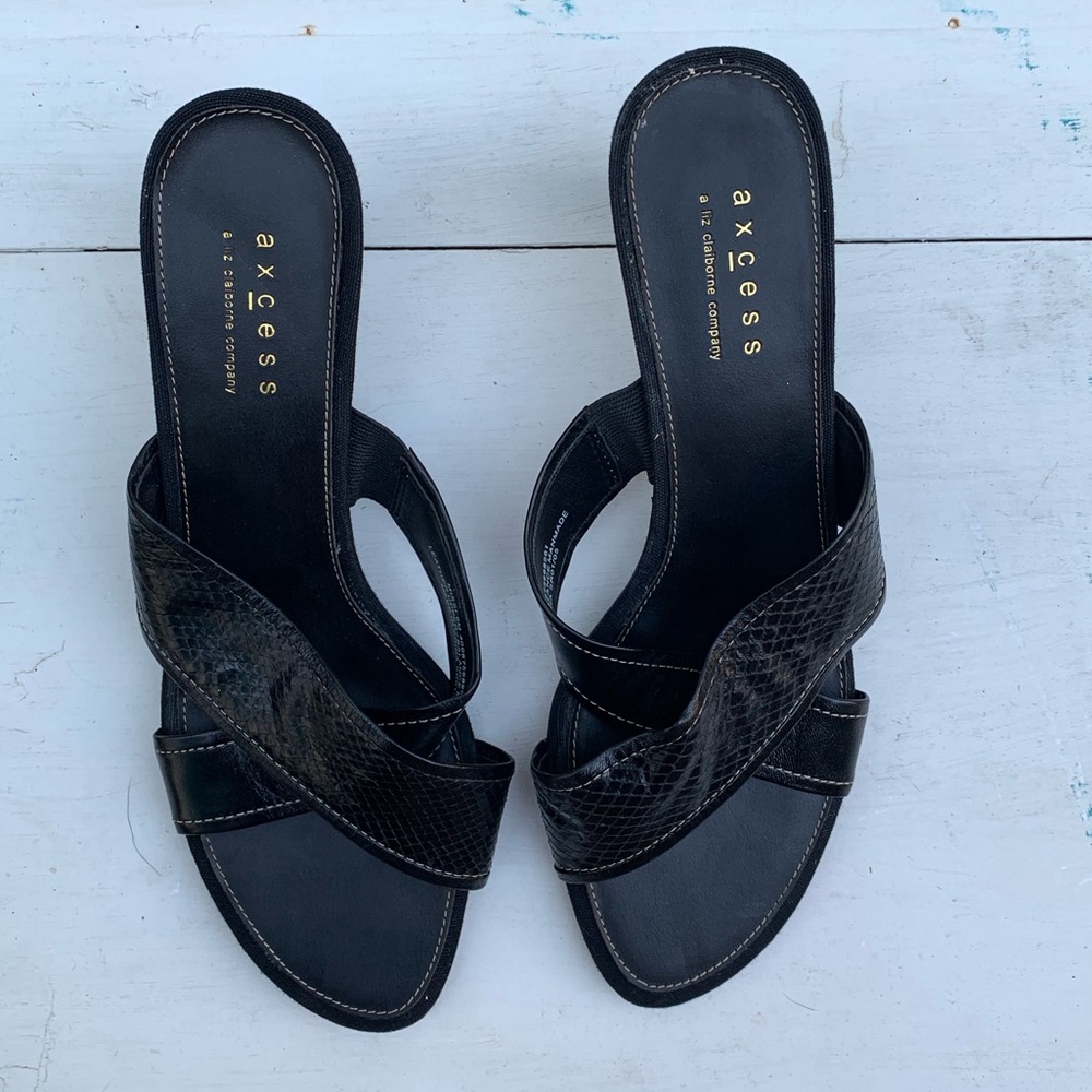 Axcess black leather open toe Size 9 - Picture 2 of 5
